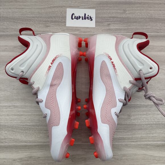 Under Armour Command MC Mid Lacrosse Cleat Men's Size 11.5 Mid Red White NEW - Picture 3 of 14